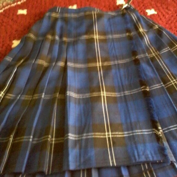 Vintage St. Michael Blue Plaid kilt Skirt - Picture 3 of 5